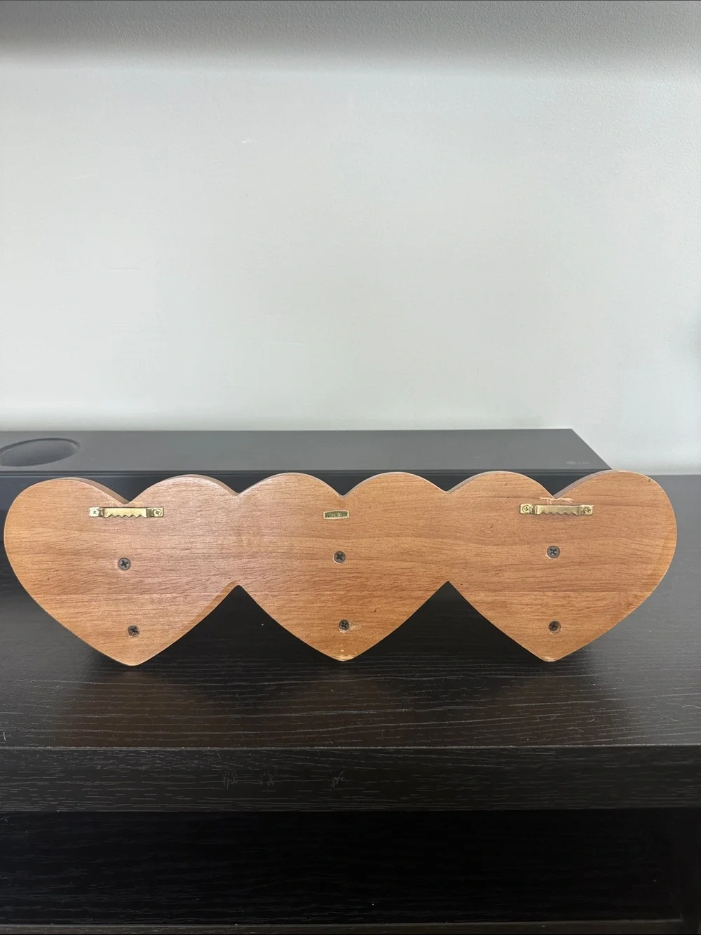 Vintage 1980s Wooden Heart Wall Shelf with Pegs - 15” Country Farmhouse